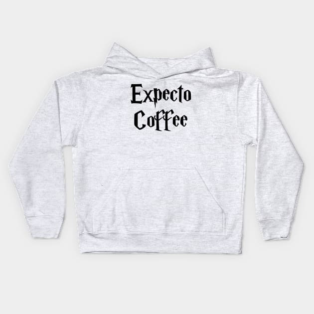 Expecto Coffee- I await Coffee Kids Hoodie by FangirlFuel